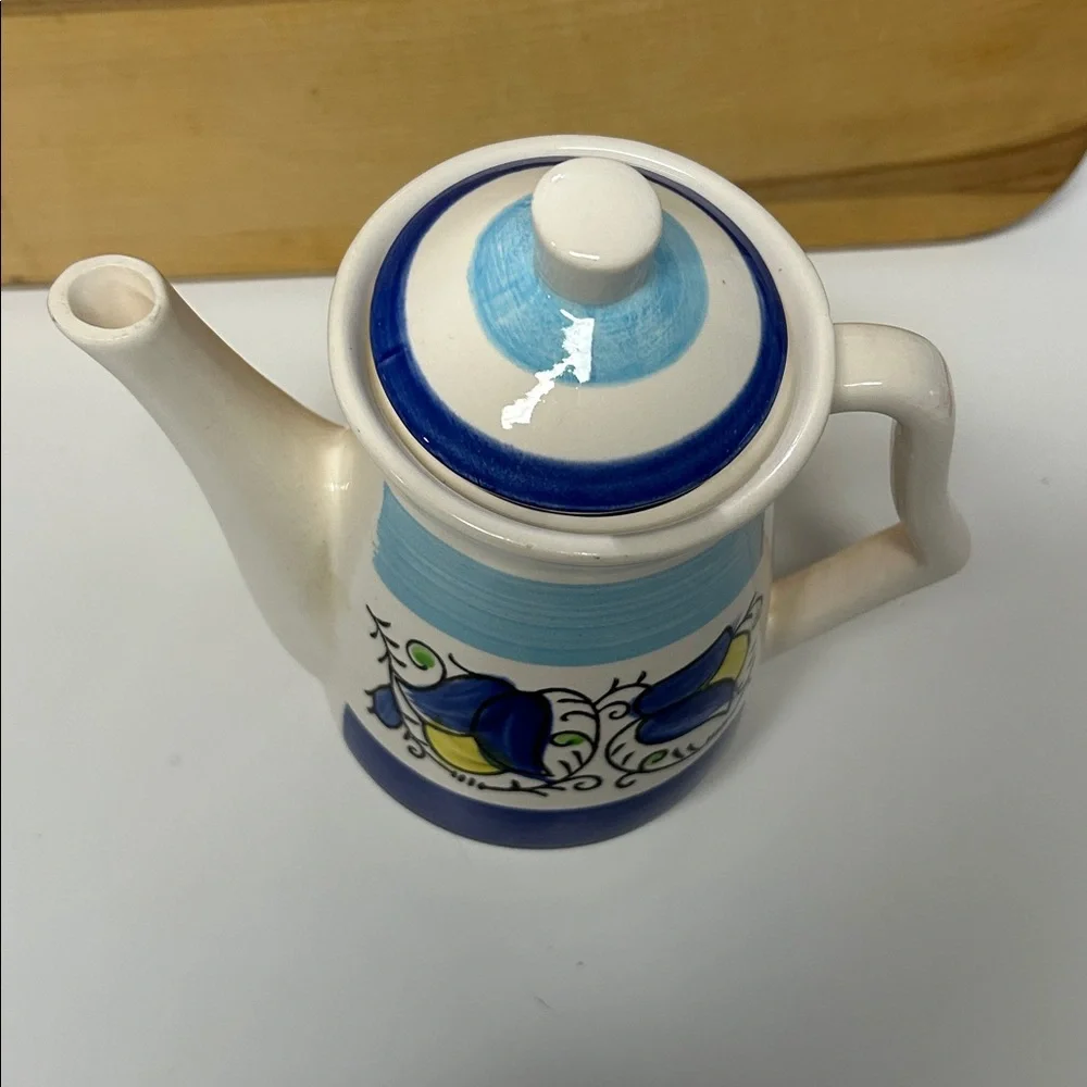 Vintage Japanese Bluebell Ceramic Teapot with Floral Design - Picture 3 of 5